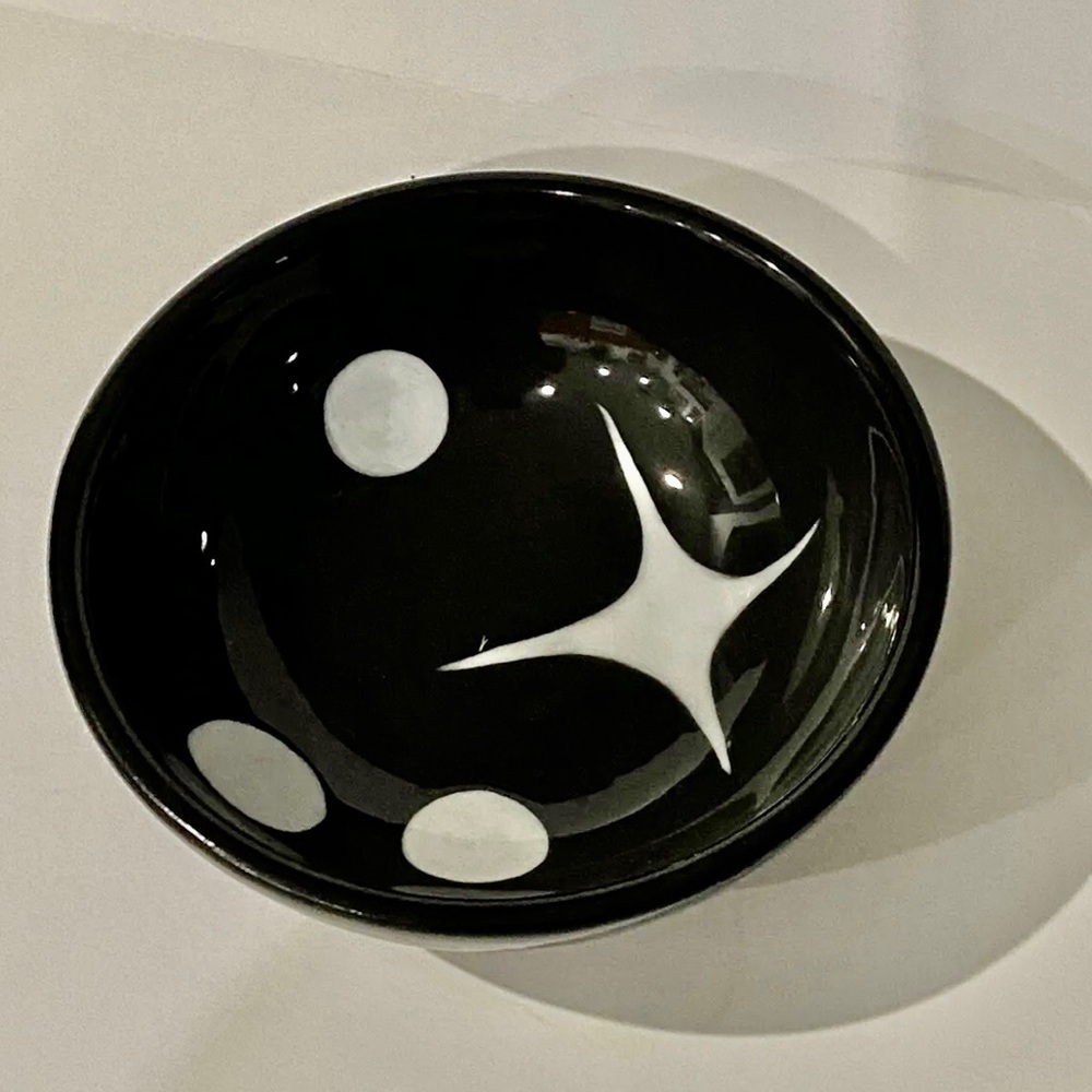 Clay Art Black and White MCM Vintage Signed Handmade Bowl Star Retro Serving